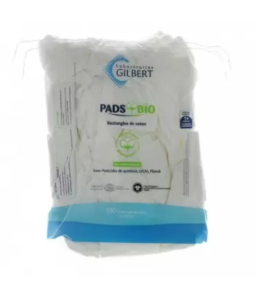 GILBERT PADS BIO 180 RECTANGLES DE COTON 8X10CM